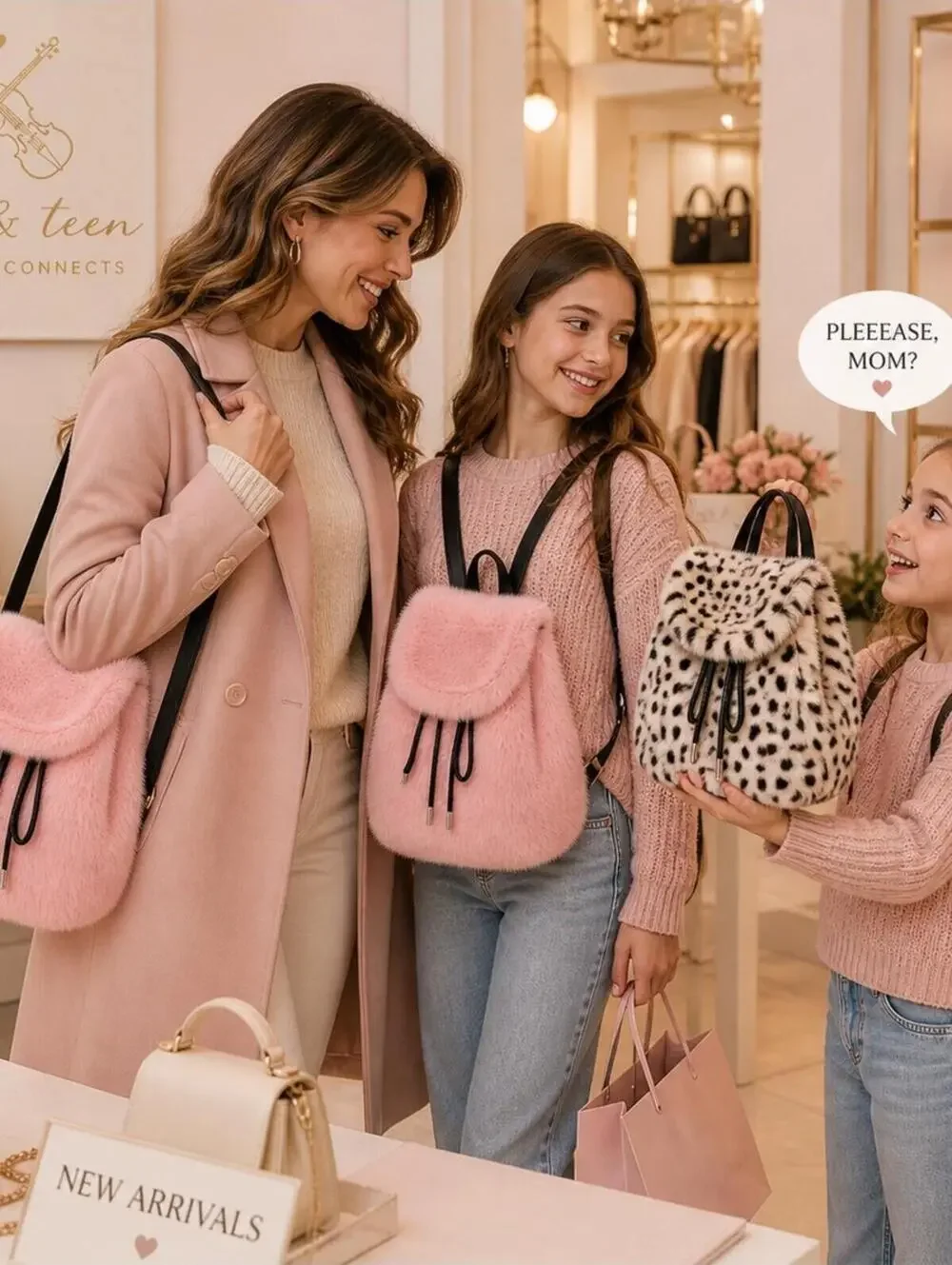 Blush Pink Faux Fur Backpack | Soft Plush Mini Bag | Trendy Drawstring Purse